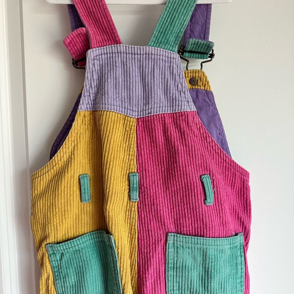 Patchwork Chunky Cord Dungarees – Bright Colors, Size 2-3Y SOLD OUT - Picture 8 of 11